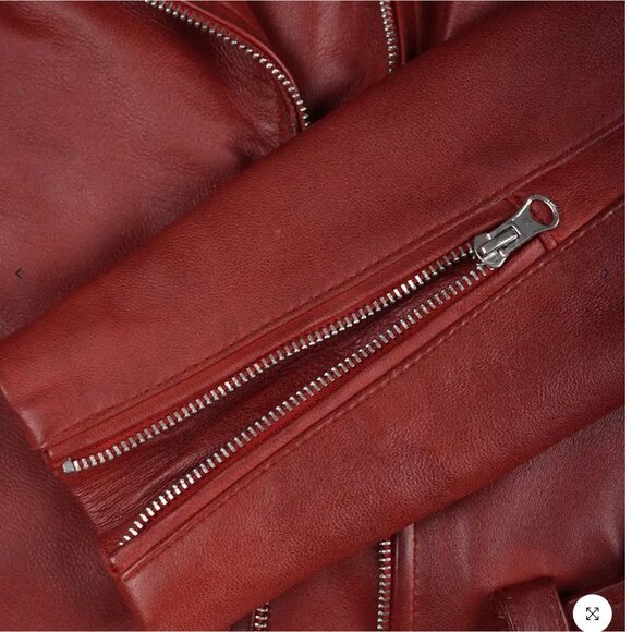 Decrum Ramsey Lambskin Leather Motorcycle Jacket Maroon Large NWT MSRP $239 - Picture 7 of 10